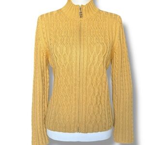 Women's Mustard Cable Knit Teddy Jacket